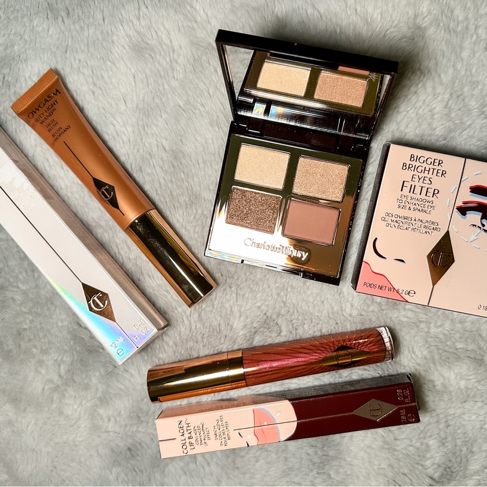 Charlotte Tilbury $132 VALUE Bigger Brighter Eyes Glowgasm Collagen Lip Bath NIB